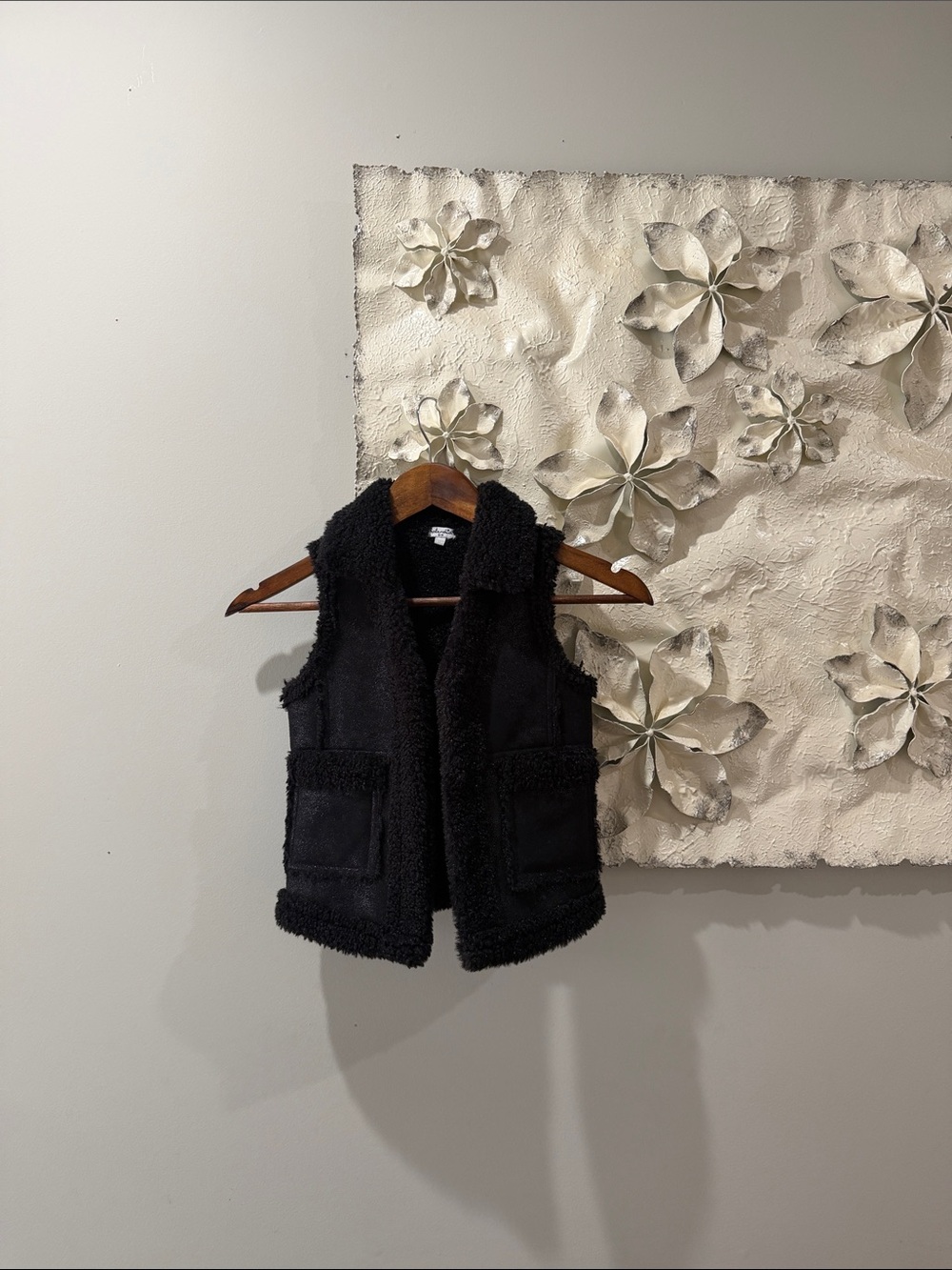 Splendid Girls Sherpa Vest Black Faux Shearling Teddy Vest Size 5-